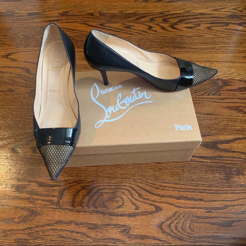 Christian Louboutin Black Gladiator Fishnet 70mm Heels
